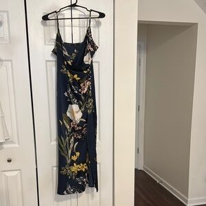 Lulu's Yellow and Blue Spaghetti Strap Slip Dress